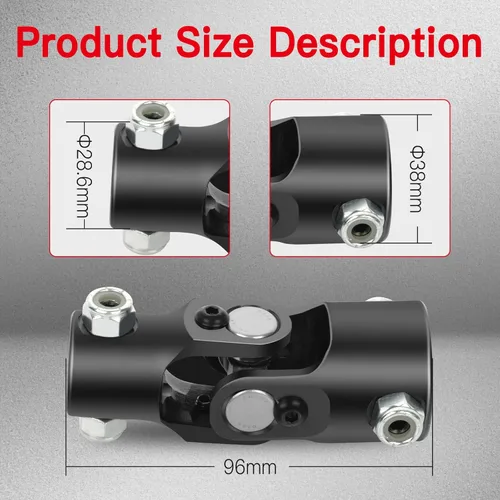 Miniatura 6 de CCIYU Juntas de dirección negras 1" DD a 3/4" DD U-Joint Eje 3.780 in