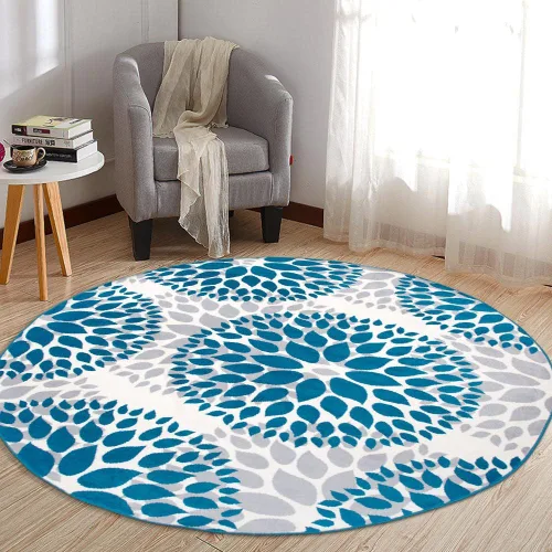 Miniatura 33 de Rugshop Alfombra con diseño moderno de círculos florales amarillos – Elegante, sin desprendimiento, de 2 x 3 pies, para sala de estar, dormitorio