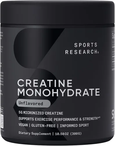 Miniatura 7 de Sports Research Creatine Monohydrate - Ganar músculo magro, mejorar el rendimiento y la fuerza y apoyar la recuperación del entrenamiento* - 5 g