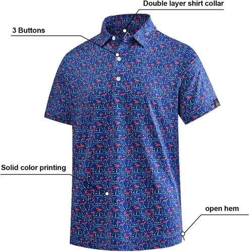 Miniatura 29 de DEOLAX Camisa de golf para hombre, con estampado de moda, atlética, de manga corta, clásica, casual, ajuste seco, suave, para hombres