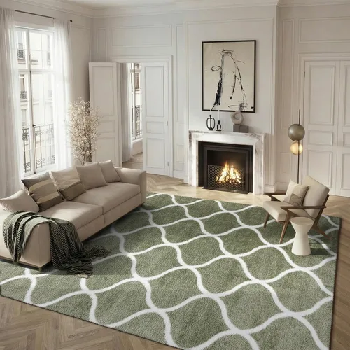 Miniatura 28 de SAFAVIEH Tahoe Shag Collection - Alfombra para pasillo, 2 x 9 pies, color beige y blanco, diseño de enrejado, no desprende pelusa y de fácil