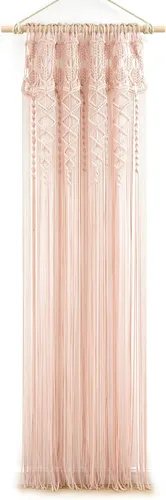 Miniatura 7 de Lush Decor Panel Individual de Cortina de Ventana de Algodón Texturizado Macramé Boho 40" An x 84" L Rubor - Cortinas de Macramé para Ventanas