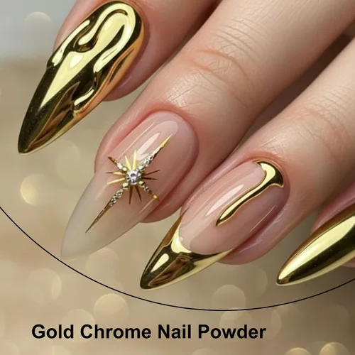 Miniatura 5 de Juego de polvos de uñas cromados metálicos, 6 colores, espejo de cobre mágico, polvo cromado para uñas, purpurina holográfica, dorado, plateado