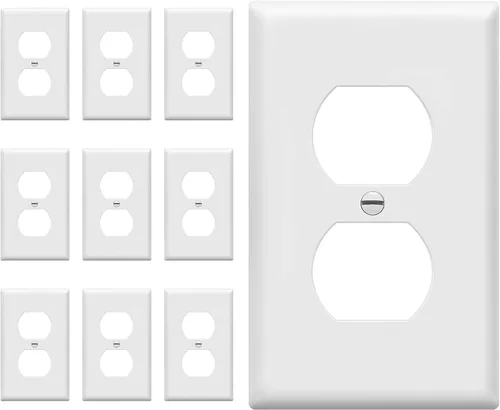 Miniatura 76 de ENERLITES Placa de pared de salida de receptáculo dúplex de tamaño mediano, placas de cubiertas de toma de corriente, tamaño medio de 1 banda, 4.88