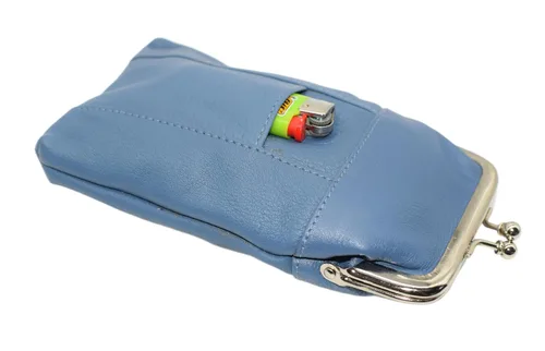 Miniatura 6 de Marshal® - Estuche para cigarrillos de cuero, bolsillo regular o 100 para encendedor de 100 (color azul bebé)