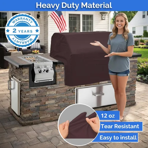 Miniatura 5 de Covers & All Cubierta de parrilla integrada para parrilla al aire libre – Resistente 12 oz impermeable cubierta de parrilla de barbacoa incorporada