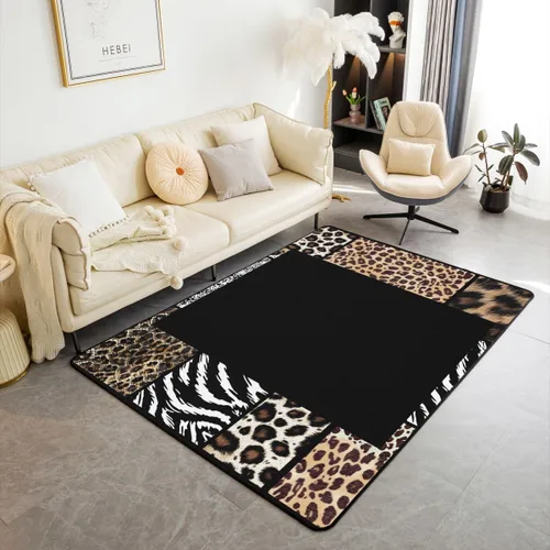 Miniatura 23 de Alfombra abstracta de tigre, 3 x 5 pies, color marrón y negro, alfombra con estampado de rayas de animales salvajes, para adolescentes y adultos