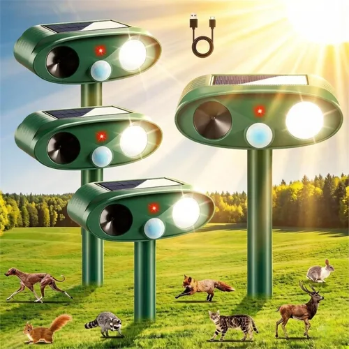 2026 Sonic Fortress Pro - Repelente de ciervos, repelente solar ultrasónico de animales al aire libre, ardilla, mapache, fortaleza, disuasorio,