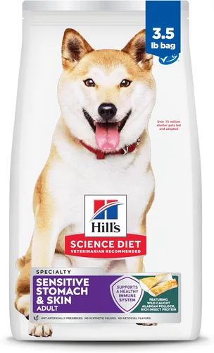 Hill's Science Diet Estómago y piel sensibles, adultos 1-6, soporte de sensibilidad estomacal y de la piel, alimento seco para perros, receta de