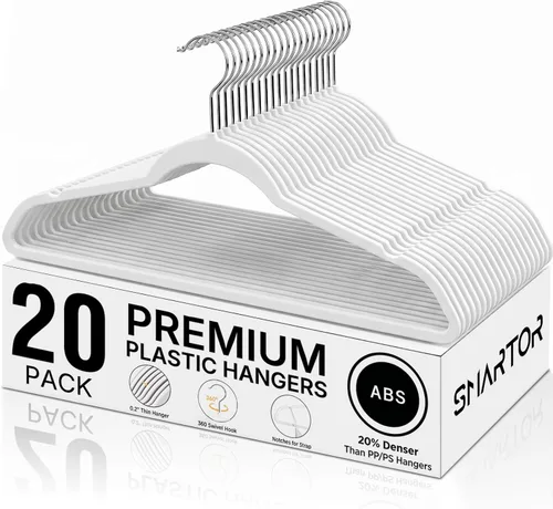 Miniatura 17 de SMARTOR Plastic Hangers 20 Pack - Thin and Slim Design for Space Saving Organizer - Heavy Duty Durable Closet Organizers and Storage with 360 Swivel