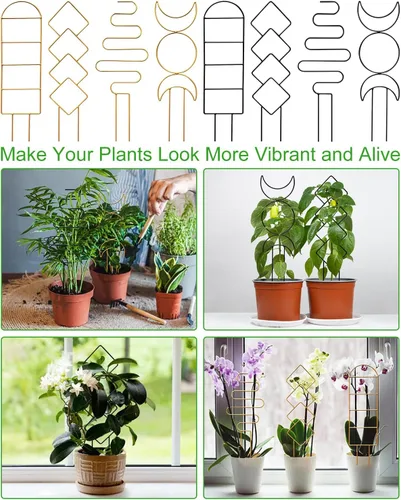 Miniatura 6 de Paquete de 4 enrejados de plantas trepadoras de interior, enrejado pequeño para plantas en macetas al aire libre, enrejado de metal para plantas