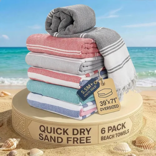 Miniatura 47 de LANE LINEN - Paquete de 4 toallas de playa de gran tamaño, toalla de piscina prelavada, extragrande, de secado rápido y sin arena, toalla de viaje