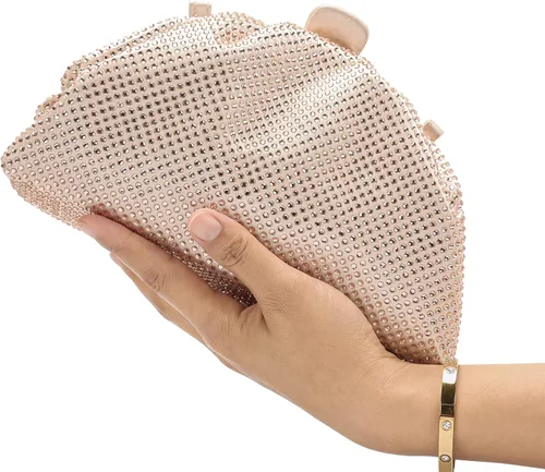 Miniatura 5 de Bolso de mano con marco de cristal con diamantes de imitación, bolso de embrague plisado para mujer