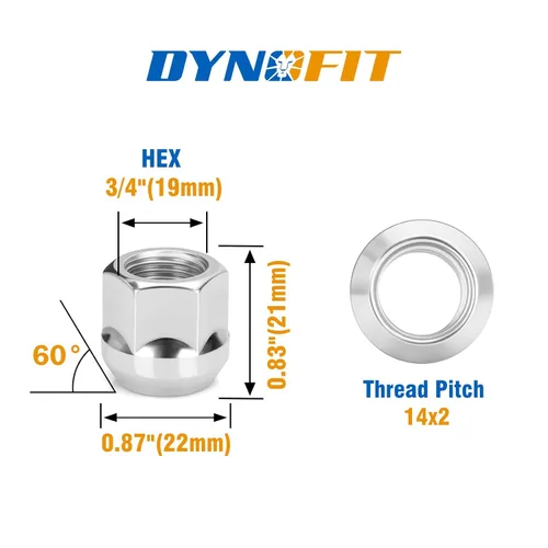 Miniatura 2 de Dynofit Tuercas abiertas M14x2 compatibles con Ford F150 Expedition 2000-2014, tuercas de rueda de 0.551 in x 2.0 para Excursión Lobo Transit