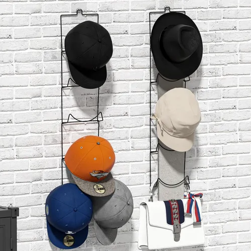Miniatura 8 de LINFIDITE Paquete de 10 soportes para colgar sombreros, organizador flexible con múltiples ganchos, montado en la pared, sobre la puerta, para gorra