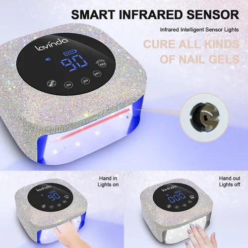 Miniatura 4 de Lavinda Sparkle - Lámpara de uñas inalámbrica con luz UV para uñas de gel y taladro eléctrico para uñas de gel acrílico, uñas de gel acrílico, uso