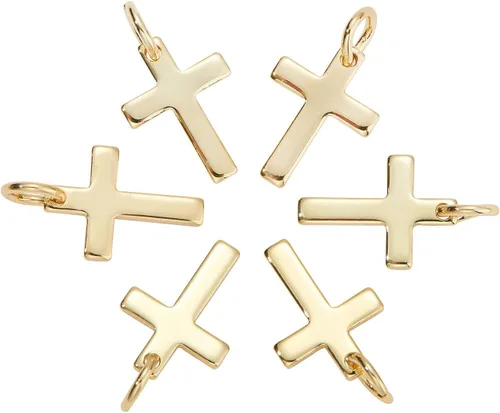 Miniatura 9 de DanLingJewelry 10 dijes de metal chapados en oro de 18 quilates con palabras rectangulares de buena suerte para hacer joyas, pulseras, collares