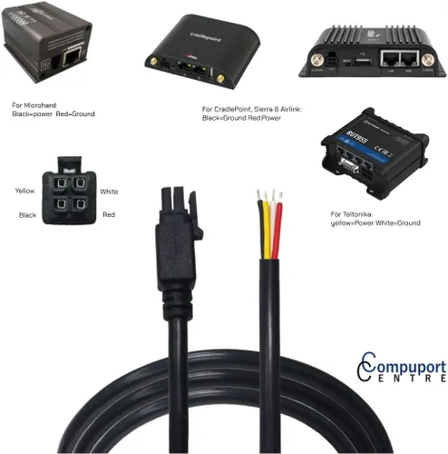 Miniatura 2 de CompuPort - Cable de alimentación Molex DC GPIO de arranque de 4 pines, puntas blindadas y soldadas, compatible con módems Microhard, Cradlepoint