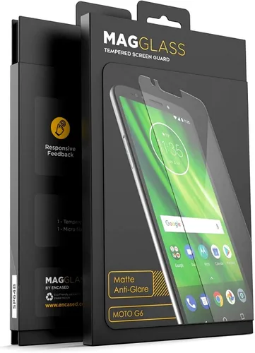 MagGlass Protector de pantalla de vidrio templado para Moto G6, antirreflejos (mate XM90), resistente a arañazos y huellas dactilares (diseño