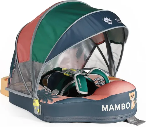 Miniatura 14 de Mambobaby Flotador no inflable para bebé con toldo, sistema de seguridad de cinco puntos, toldo 3D (desmontable) UPF 50+, flotadores de piscina