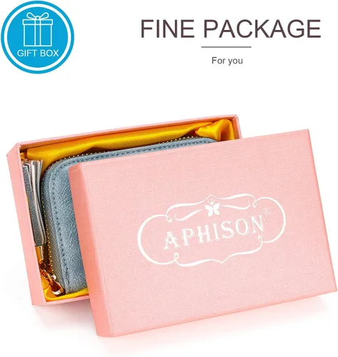 Miniatura 7 de APHISON RFID - Porta tarjeta de crédito con cremallera carteras pequeñas para mujer en cuero estilo girasol para mujer y niña caja de regalo 1927