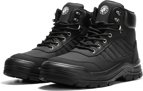 Miniatura 7 de ANGRYRAM Botas de trabajo con punta de acero para hombres y mujeres, antideslizantes, resistentes a pinchazos, botas de trabajo para hombres