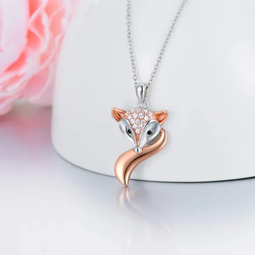Miniatura 3 de LONAGO Mother and Child Fox Necklace Sterling Silver, Foxes Heart Necklace Gift for Mother Grandmother Mom Daughter Women