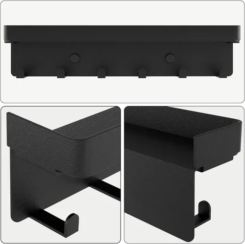 Miniatura 6 de Soporte para llaves de pared, organizador rústico de llaves y correo, 6 ganchos para llaves con estante, pequeño estante para llaves con bandeja