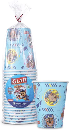 Miniatura 6 de Glad Vasos de papel desechables para niños Paw Patrol, Core Pups Blue - Resistentes, a prueba de remojo, aptos para niños, para uso diario, 9 onzas