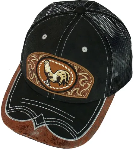 Miniatura 6 de Gorra de béisbol de malla bordada con diseño de gallo, mexicano, gorra de béisbol curvada
