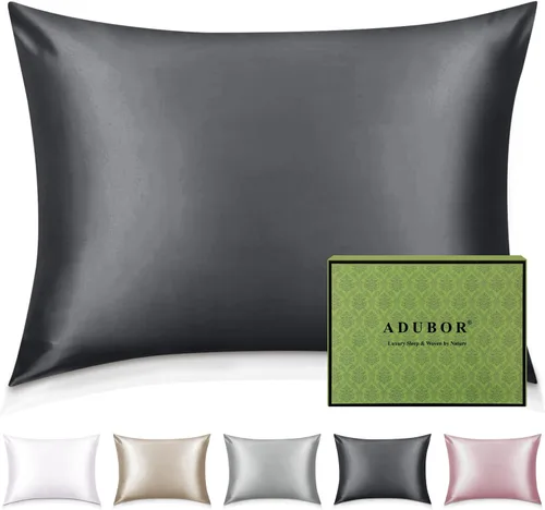 Miniatura 50 de Adubor Funda de almohada 100% de seda, fundas de almohada de seda de morera, 22 fibras de grado Momme 6A, funda de almohada de seda para la salud