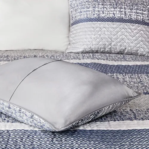 Miniatura 8 de Madison Park Juego de edredón Queen de jacquard lustroso y purpurina, conjunto de cubrecama para cama tamaño Queen – para todas las estaciones