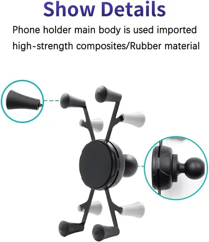 Miniatura 2 de Strg Soporte de teléfono con base de abrazadera para rieles de 0.85 a 1.55 pulgadas de diámetro, soporte de teléfono para manillar de motocicleta