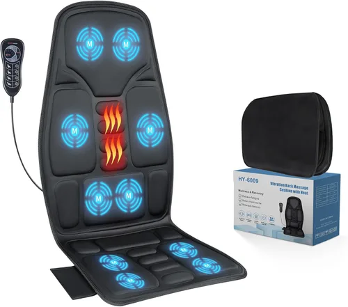 Masajeador de asiento Sotion, masajeador de espalda vibrante para cojín de masaje de silla, 10 vibraciones para aliviar el estrés y la fatiga de la