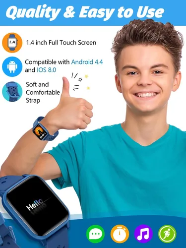 Miniatura 8 de Reloj Inteligente Butele para Niños, Reloj Inteligente para Niños de 4 a 16 Años con Modo de Sueño, 19 Modos Deportivos, Podómetro, Regalo de Azul