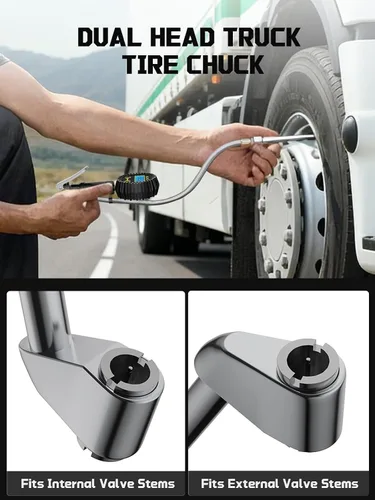 Miniatura 5 de AZUNO Inflador digital de neumáticos con medidor de presión, accesorios de compresor de aire de alta resistencia de 200 PSI, con bloqueo de manguera
