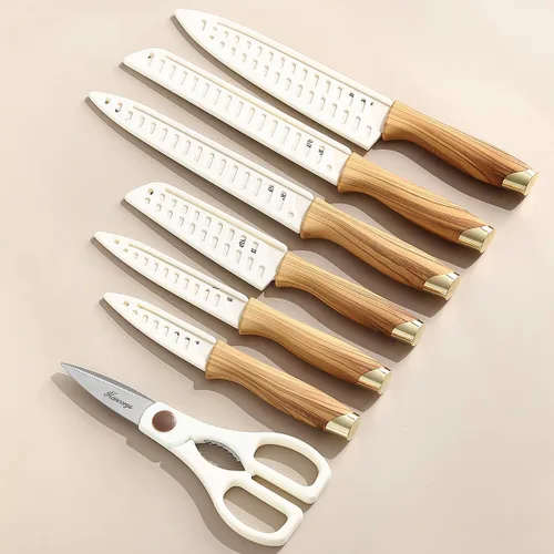 Miniatura 2 de Juego de cuchillos Hancorys, juego de 13 piezas de cuchillos de cocina, revestimiento antióxido de cerámica antiadherente y protector de hoja