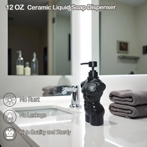 Miniatura 2 de Dispensador de jabón de cerámica para niños, juego de dispensador de loción y jabón dispensador de jabón líquido recargable para manos para baño