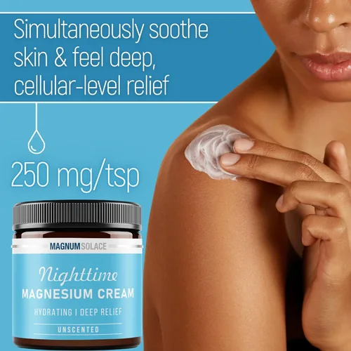 Miniatura 17 de Magnum Solace Loción de magnesio – Crema de magnesio nocturna – Aplicar a los músculos de las piernas, brazos o pecho – Cloruro de magnesio tópico