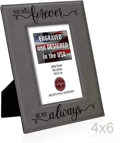 Miniatura 6 de KATE POSH Marco de cuero grabado You Will Forever by My Always - Compromiso, boda, 3er aniversario, regalos para parejas (4 x 6 pulgadas, vertical)