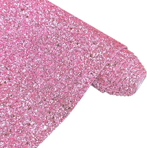 Miniatura 10 de Rollo de piel sintética con purpurina gruesa de color liso, 12 x 53 pulgadas, tela de costura sintética brillante para lazos para el cabello, Negro