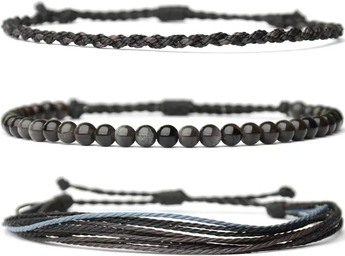 Miniatura 71 de Pulsera curativa hecha a mano con cuentas de piedra natural, regalo para hombres, pulsera de cuerda ajustable