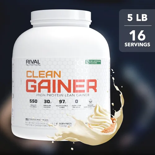 Miniatura 6 de RIVAL NUTRITION Clean Gainer Soft Serve Vanilla High Protein Lean Gainer Powder I 5 libras, 16 porciones I 550 calorías, 1.06 oz de proteína, 3.42