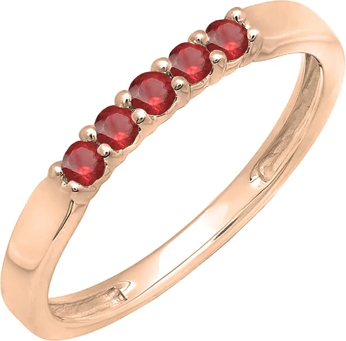 Miniatura 24 de Dazzlingrock Collection Anillo de boda redondo de 5 piedras preciosas o diamantes para mujer en oro macizo de 10 K/14 K/18 K
