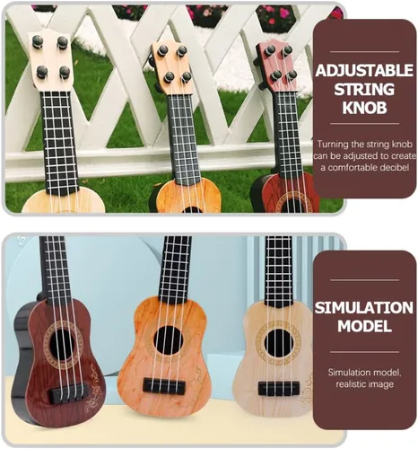 Miniatura 7 de Toddmomy Juguete de ukelele para niños, 9.84 pulgadas, mini instrumento musical de plástico de 4 cuerdas, juguete educativo para niños pequeños