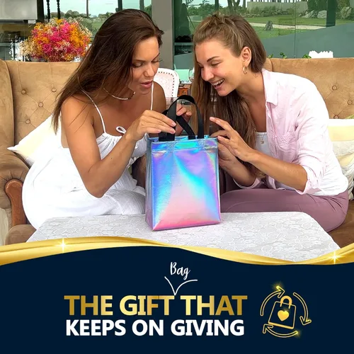 Miniatura 2 de Nush Nush Juego de 12 bolsas de regalo medianas degradadas – 4 impresionantes y brillantes bolsas de regalo reutilizables con asas – Bolsa de regalo