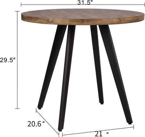 Miniatura 2 de Mesa redonda de comedor, mesa de comedor pequeña para 2, mesa redonda de 31.5", mesa de cocina moderna de mediados de siglo con tablero de veta