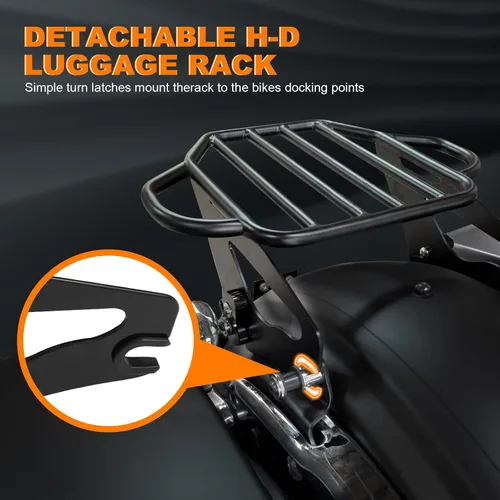Miniatura 8 de Soporte Negro Desmontable de Equipaje para Dos Plazas para Motocicleta, Montaje Trasero para Harley Touring Street Glide Road King Road Glide