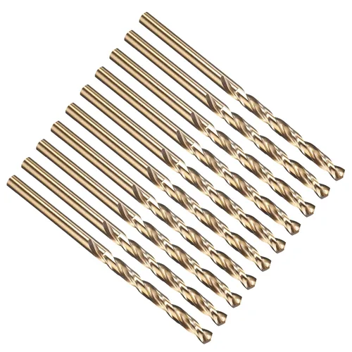 Miniatura 295 de PATIKIL Broca Jobber de 0.039 in, vástago recto M35 cobalto 5% acero de alta velocidad 135° acabado dorado para metal duro de acero inoxidable - 2
