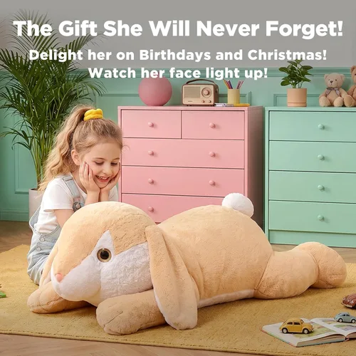Miniatura 5 de IKASA Juguete de peluche de conejo gigante, conejito grande de 30 pulgadas, juguetes de peluche para niños y niñas
